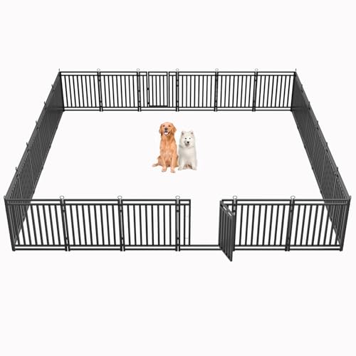 Thickened Outdoor Dog Fence, 32" H, 24 Panels for Yard & Camping | Easy Setup, Flexible Layouts, Thickened Panels, Heavy-Duty, for Medium & Large Dogs and Farm Use, Patented - size: 32" height, style: 24 Panels