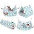 MCEAST 4 Pieces Small Pets Cage Accessories Hanging Hammock Sleeping Bag Tunnel and Bed Hideout Set Warm Sleep Nap Sack Bed for Hamster Ferret Squirrel Rabbit, Light Blue Hearts - style: Blue Hearts