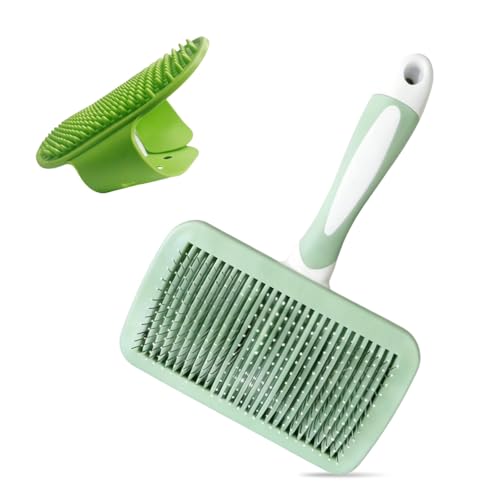 2PCS Self-Cleaning Deshedding Dog & Cat Brush – Skin-Friendly Dog Brush For Shedding Grooming Tool for Dogs, Cats & Puppies | Bath Brush for Shedding, Indoor Cats | Premium Pet Supplies, Green