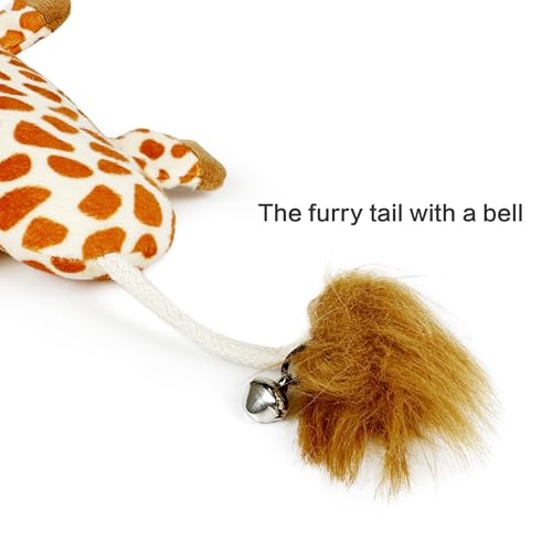 TTcat Large 11.42 Inch Giraffe Silvervine Cat Kick Toy, Crinkle Plush Cat Chew Pillow Toy with Bell Tail, Interactive Kitten Teething Stuffed Toy for Biting, Wrestling & Playing.