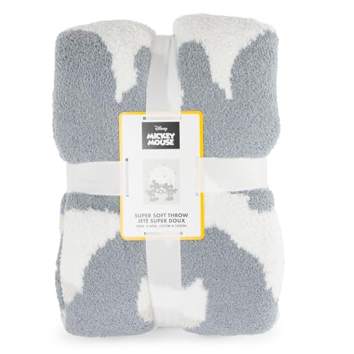 Jay Franco Disney Mickey Mouse & Minnie Mouse Kids Throw Blanket - Cozy 50x60 Inch Fleece Feather Knit, Gray Stars, Super Soft Lightweight Machine Washable for Couch & Bed (Official Disney Product) - color: Gray - Mickey & Minnie