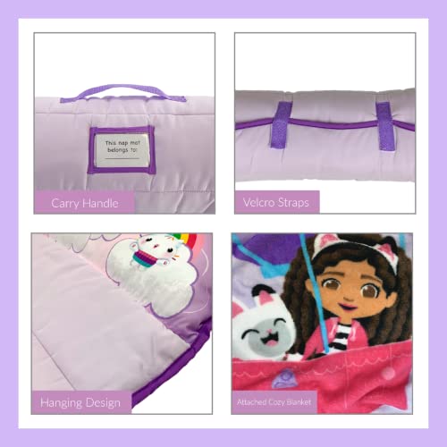 DreamWorks Gabby's Dollhouse 24"(W) X 45"(L) Soft Toddler Nap Mat with Pillow and Blanket Perfect for Preschool, Daycare, and Travel (100% Official Licensed Product) - color: Gabby's Dollhouse