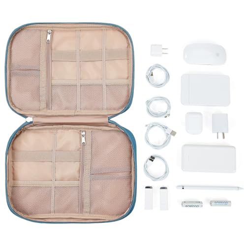 NISHEL Travel Cord Organizer, Electronic Cable Accessories Storage Bag | Bag for chargers, cables, phones, hard drives, USB devices and SD cards, ideal for travel and daily use, Lake-Blue - color: Lake-Blue