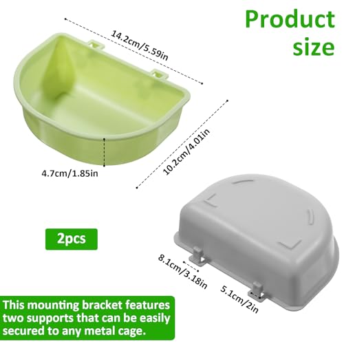 2 Pack Feeder, Hanging Food Bowl Feeder Food and Water Container for Wire Cage Feeding Dish Hanging Cups for Birds Hamsters Mice Rats Guinea Pig Small Pets