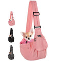 Lukovee Pet Sling, Small Pet Carrier, Hard Bottom Support & Safety Hook | Adjustable Drawstring Opening, Comfortable Padded Shoulder Strap, Zipper Pocket, Dog Slings Purse for Small Dog Cat (Pink) - color: A-Pink
