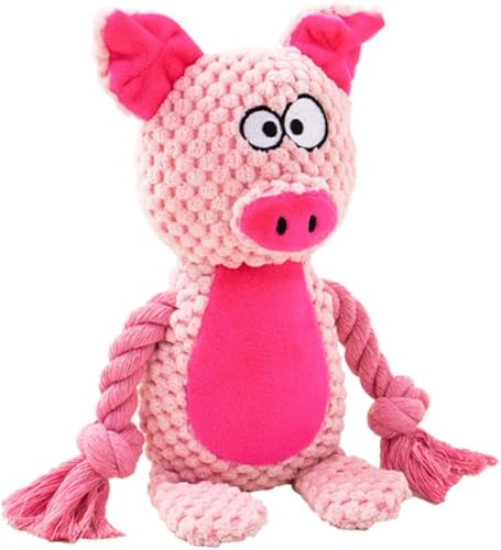 Plush Pig Dog Toy, Squeaky Interactive Tug Toy for Small Medium Dogs | Cute plush toy with sound features, designed for small and medium dogs, indoor play and daily entertainment - color: Pink