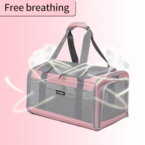 Airline Approved Pet Carrier for Cats and Small Dogs, Breathable and Collapsible Design, Portable Travel Bag for Bearded Dragon, Puppies Animal Hangbag, Rabbit Cage (Pink, Small) - color: pink