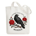 ANATTASOUL Canvas Tote Bag Reusable Cotton Bag for Women, Large 14.96"x 15.74" Cloth Shoulder Bags with Zipper Pockets - style: Crows and Flowers