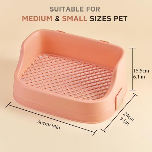 Rabbit Litter Box, Small Animals Litter Tray for Cage Detachable Bedding Litter Pan Potty Toilet Trainer Corner for Pet Rabbits Guinea Pigs Hamsters Chinchillas (Pink) - color: Pink