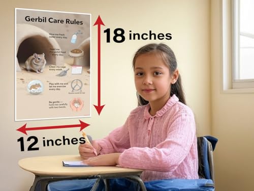 Gerbil Care Rules Educational 12x18 US Made Poster