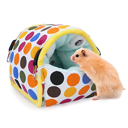Wontee Hamster Bed Hideout Sugar Glider Hammock Small Animal Warm Bed House for Hamsters Hedgehogs Sugar Glider Gerbils Mice (Large, Colorful Dots) - color: Colorful Dots, size: Large