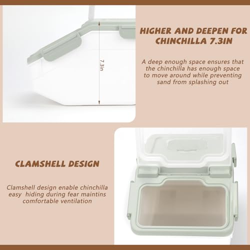 Extra Large Chinchilla Sand Bath Container Kit, Plastic Chinchilla Dust Bath House with Wash and Care Accessories, Dust Bathtub for Hamster Hedgehog Guinea Pig and Other Small Animals - color: Green