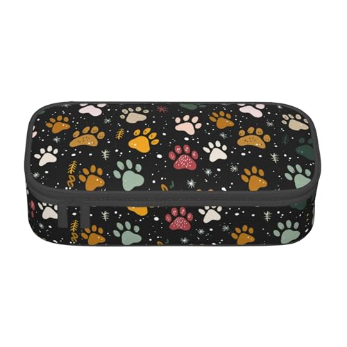 Yrebyou Paw Print Pencil Case Big Storage Pencil Pouch Multi-Functional Pen Bag Cute Lightweight Organizer for Aldult Office College - color: Black