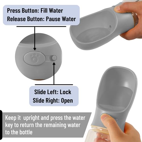 Mr. Pen- Portable Dog Water Bottle, 19 oz, Large | Leak Proof Puppy Water Dispenser with Drinking Feeder for Pets, Outdoor Walking, Hiking, Travel, Not Dishwasher Safe - color: Gray