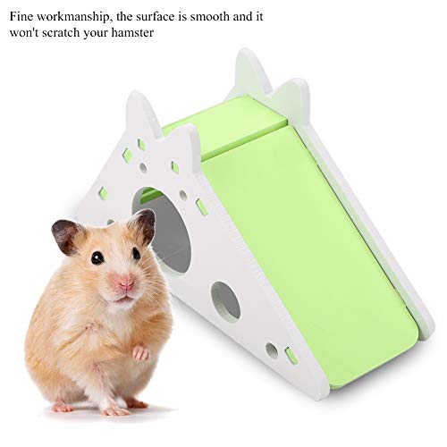 Colorful Pet Hamster House with Stair and Slides Odorless Wooden Home DIY Hideout Exercise Toys Living for Squirrels Gerbils Hamsters Golden Bears Small Animals (Green) Bedding - color: Green