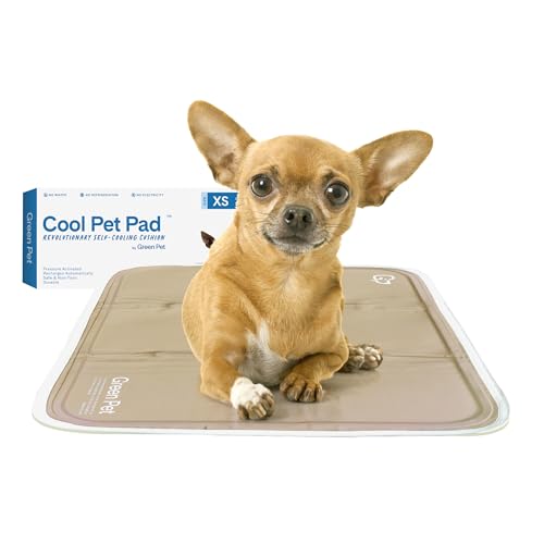 The Green Pet Shop Cool Pet Pad - Extra Small, Iced Latte - Self-Cooling, Pressure Activated Mat for Dogs & Cats from 0-8 lbs - Non-Toxic Gel, No Water Needed - color: Latte, size: X-Small