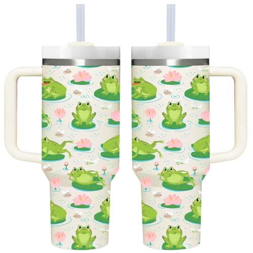 Frog Gifts.40oz Frog Tumbler with Handle.Frog Lover Cup Gift.Birthday Christmas Frogs Tumblers Gift for Women Men. - style: Frog
