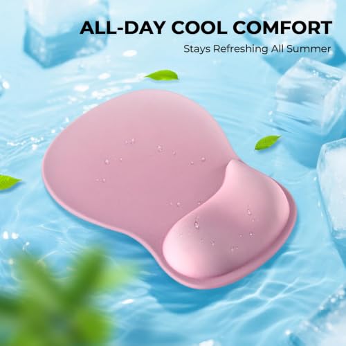 EooCoo Mouse Pad with Gel Wrist Rest, Ergonomic Mousepad Wrist Alignment | Middle Concave Design for Natural Wrist Alignment, Non-Slip Base Mousepad, Carpal Tunnel Relief, Office Desk Accessories - color: Pink