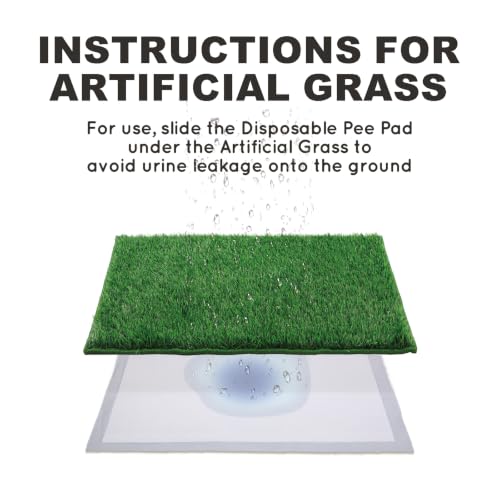 HQ4US 4LEGS Grass Pee Pads for Dogs Potty, Artificial Grass Patch Odor Free | 2PCS Fake Grass with Fully Permeable Backing for Fast Drainage, Indoor Potty Grass Hemmed Edge Turf, Easy Clean - size: M - 30'' x 20'' for Dog＜ 26" Length