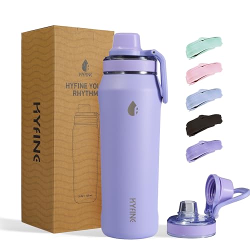 24oz Insulated Water Bottle, Wide Mouth Spout Lid, BPA-Free | Tritan spout lid, BPA free, 18/8 stainless steel body, Cold 24H, hot 12H, Wide mouth fits ice, Fit car cup holder,Purple - color: Purple