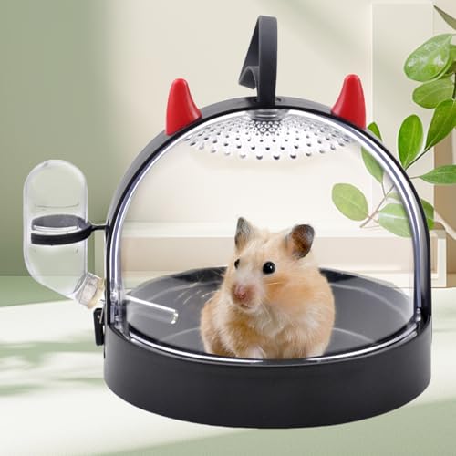 Portable Hamster Cage Travel Bag, High Permeability Hamster Travel Carrier with Water Bottle Small Pet Hamster Travel Carrier Cage for Hamster Gerbils Mice Guinea Pigs Sugar Glider(Black) - color: 【Black】