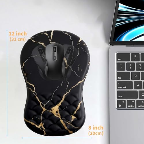 Ergonomic Mouse Pad Wrist Support,Black Barble Wrist Rest Mousepad for Carpal Tunnel Pain Relief,Integrated Memory Foam Slope Massage Bulge Design - color: S-01