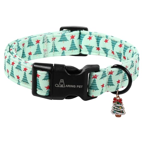ARING PET Christmas Dog Collar, Cute Green Christmas Tree Pets Collars for Puppy Small Medium Large Girl Boy Dogs-L Size - color: Christmas-Green Tree, size: Large
