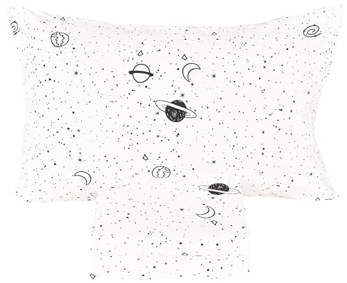 Scientific Sleep Starry Galaxy Solar System 100% Cotton 3 Pcs Twin Bed Sheet Set Kids Boys Girls Toddler Teen, Flat Sheet & Fitted Sheet & Pillowcase Kids Bedding Set (Galaxy, Twin) - color: Galaxy, size: Twin