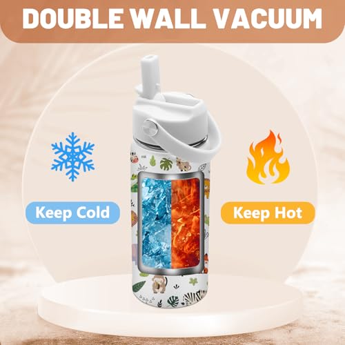 Animal Lovers Gifts,16 oz Water Bottle with Straw Lid, Animals Water Bottle | Stainless Steel Insulated Tumbler, Cute Wildlife Animals Cup Gifts for Birthday Christmas - color: Forest Animals