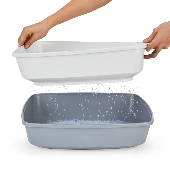 So Phresh by Petco Grey & White Lift-to-Sift Cat Litter Pan Large 19.7" L