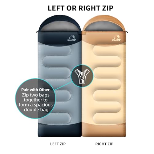 Sleeping Bags for Adults Kids - 3 Season Cold&Warm Weather Waterproof Camping Sleeping Bag - Lightweight Sleeping Bags for Camping Hiking Outdoor Travel - color: Black&Gray