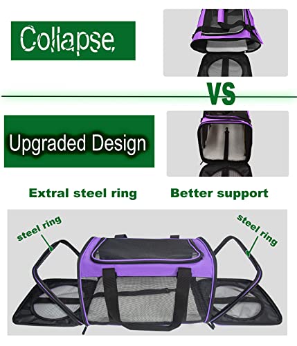 Soft-Sided Pet Carrier for Cats Small Dogs of 15 Lbs Medium Purple - color: New-Purple, size: Medium