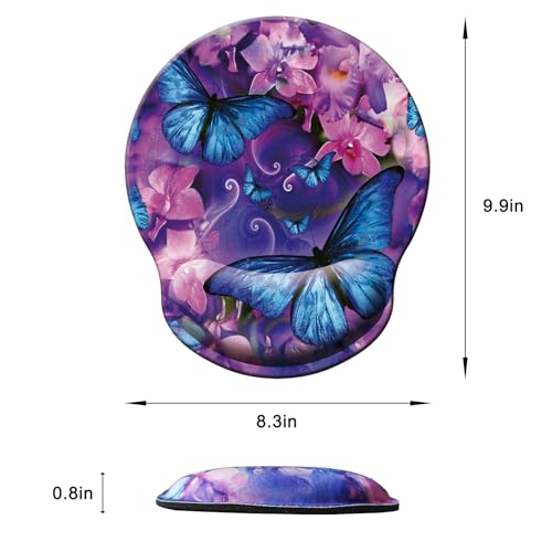 Mouse Pad with Wrist Support, Ergonomic Mouse Pad with Memory Foam Wrist Rest Cushion, Non-Slip Rubber Base Gaming Mice Pad for Home Office Computer Laptop, Butterfly Flowers - color: M29-Butterfly flowers