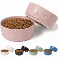 Ceramic Dog Bowl Set of 2 with Anti-Skid Base, 5.5"W x 2"H, 2 Cup Capacity | Thick Ceramic, Dishwasher Safe, Anti-Skid Rubber Base, 2 Cups per Bowl, Ceramic Food and Water Bowls Set of 2 for Small Dogs - color: Blush Pink, size: Small