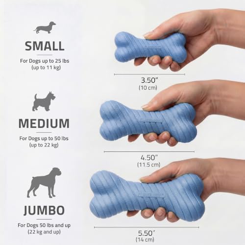 Playology Dual Layer Bone Dog Chew Toy - Medium, Blueberry Scent | Rubber Construction, All Natural Scent, Heavy Duty Design - size: Medium, style: Blueberry