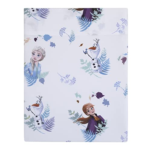 Disney Frozen 2 Nature is Magical Purple, Blue and White 4 Piece Toddler Bed Set - Comforter, Fitted Bottom Sheet, Flat Top Sheet, Reversible Pillowcase - color: Frozen 2 Nature is Magical