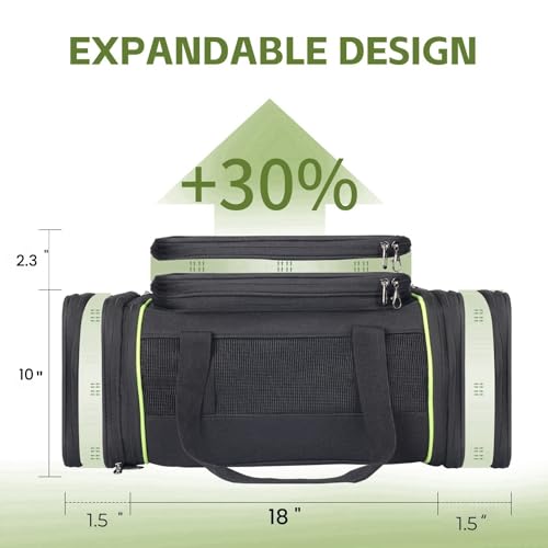 Black Expandable Pet Carrier for Cats/Dogs - Airline Approved, 2-Side & Height Extendable Design - Soft Sided Travel Bag(Black) - color: Black