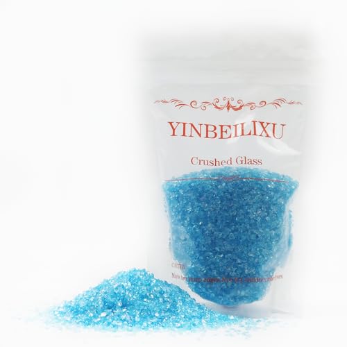 Crushed Glass Glitter, Broken Stones Shattered Glass Chips for Resin Art Crafts, Epoxy Resin Supplies, Geod Painting, DIY Art Projects, Jewelry Making, 2-4mm, 200g/7oz (Navy Blue) - color: Navy Blue