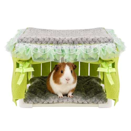 NAPLORD Guinea Pig Bed & Guinea Pig Hideout: C&C Cage Cozy Hideaway-Guinea Pig Toy - color: Gray+Green, size: Gray + Green/Bed