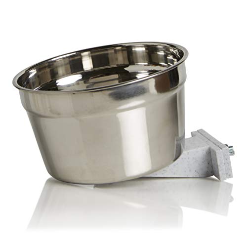Lixit® Stainless Steel Kennel Food or Water Bowl - Non Spill Hanging Removable Crate Bowls - Carrier Cage Dish for Dogs or Cats for Feeding and Drinking (Stainless Steel, 40 Ounce) - size: 40 oz (Pack of 1)