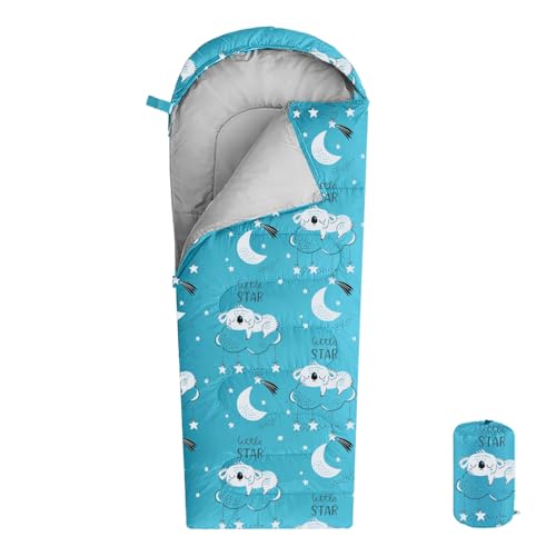 KidzAdventure Mummy Style 32 – 59F Kids Sleeping Bag with Pillow Sleeve, 4 Season, Lightweight and Backpacking Style, Ideal for Camping, Sleepover, Boys, Girls, and Youth - color: Sky blue youth up to 5\'7"