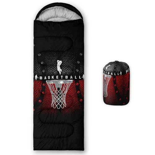 Axolotl Gamepad Sleeping Bag,3 Season Warm and Cool Weather Game Console Sleeping Bag for Boys Teens,Waterproof Lightweight Geometry Hexagonal Sleeping Bag for Traveling,Outdoors Camping,Blue,Black - color: Basketball02