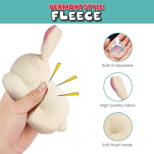 SPOT 6in Vermont Style Fleece Rabbit Dog Toy – Soft Comfort Plushie for Small Dogs & Puppies – Built-in Squeaker – Safe for Light Chewers – No Plastic Parts – Calming & Cuddly Pet Toy - size: 6 inch (Pack of 1), style: Rabbit