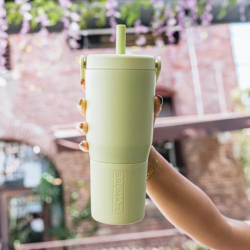BrüMate Resa 25oz 100% Leakproof Travel Tumbler w/Handle & Straw | Flexible SoftSip Straw | Silicone Sleeve for Durability | Stainless Steel | Cup Holder & Travel Friendly Water Bottle (Glacier) - color: Glacier, size: 25 oz
