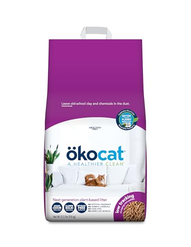ökocat Low Tracking Natural Wood Clumping Cat Litter, Odor Control 21.5 Lbs - size: Large Bag, style: Less Mess