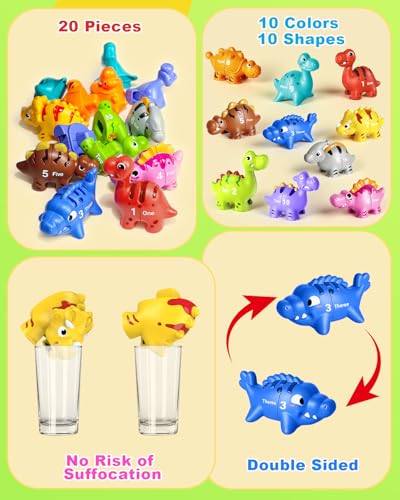 Dinosaur Number Learning Toys for Toddlers Kids 3-5, 10 Unique Dinos | 10 Colorful Number Dinosaurs | Child-Friendly Design | Learning Feels Like Play | Fine Motor Toys | Perfect Toddler Gift - style: Dinosuar Number