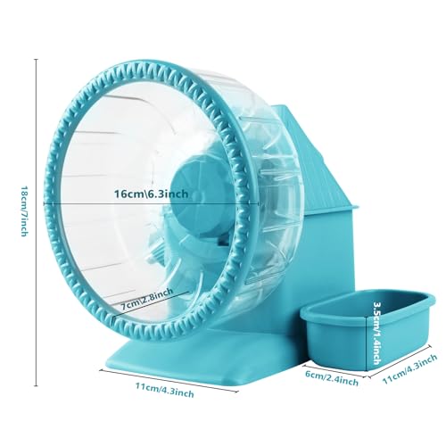 4 in 1 Silent Large Hamster Wheel Multifunctional Hamster Running Wheel Quite Running Spinner Wheel Accessories with Food Bowl Water Bottle for Hamsters Dwarf Gerbil (Blue) - color: Blue