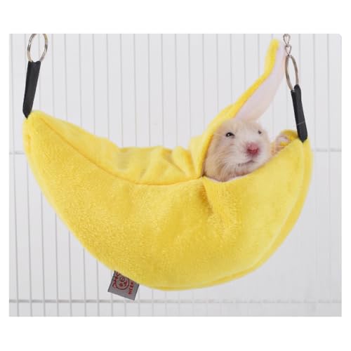 Hamster Hammock Soft Bed Small Pet House Animals Hamster Hanging House Cage Nest for Guinea Pig Rat Chinchilla Sleep and Play (Yellow Bandana)