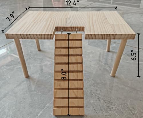 Wooden Hamster Platform Ladder Toy Climbing Stairs, Wood Gerbils Climbing Bridge, Guinea Pig Ramp, Pet Cage Accessories, Small Animal Hedgehog Chinchilla Stand Platform