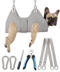 Kkiimatt Dog Grooming Hammock Harness, M Size Grooming Sling Restraint for Nail Trim, Silver Gray Holder Hanger for Grooming with Thick Neck Support - size: M (45 LB Max) Silver Grey 8-15in